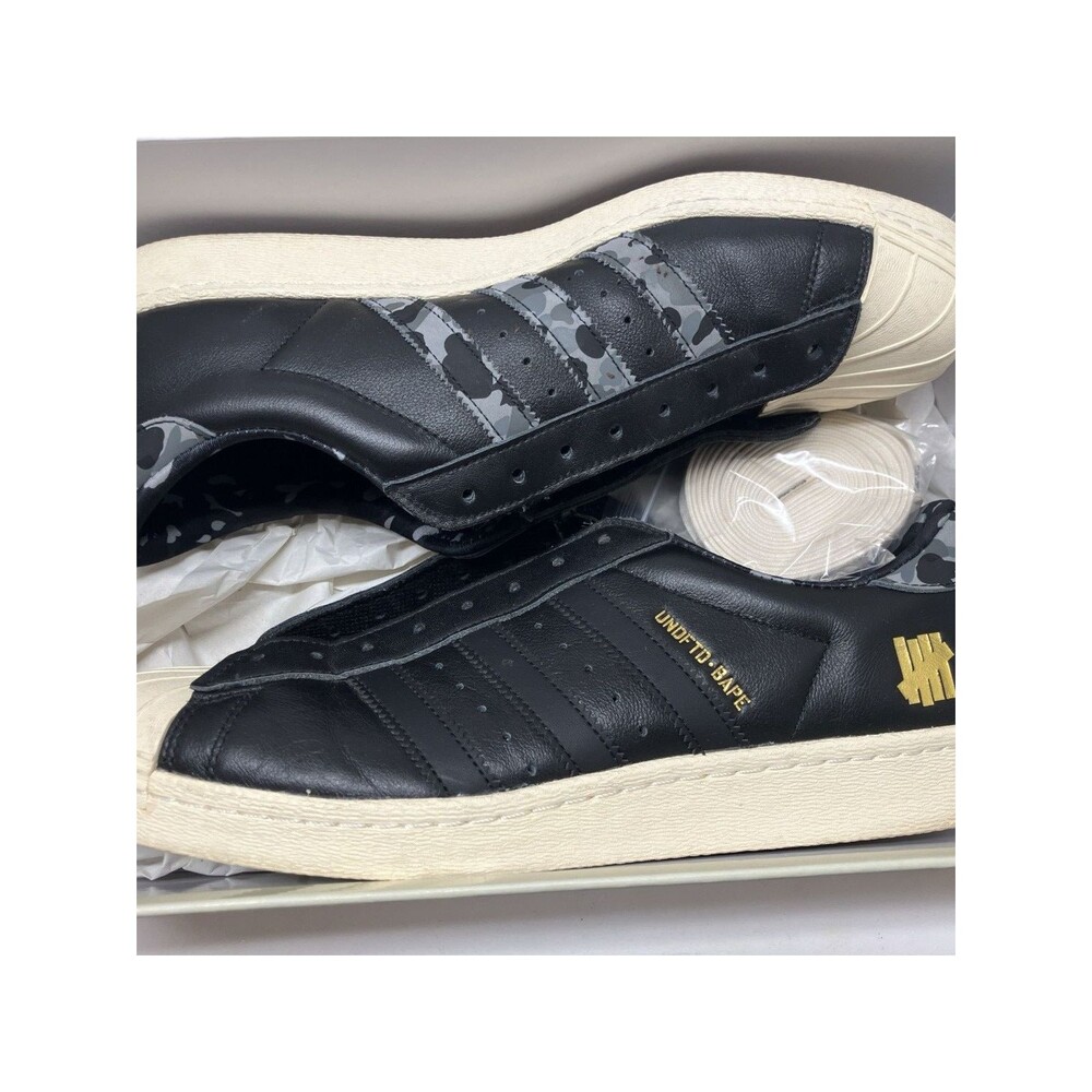 Size 12 - Undefeated x A Bathing Ape x adidas Superstars 80v Black
